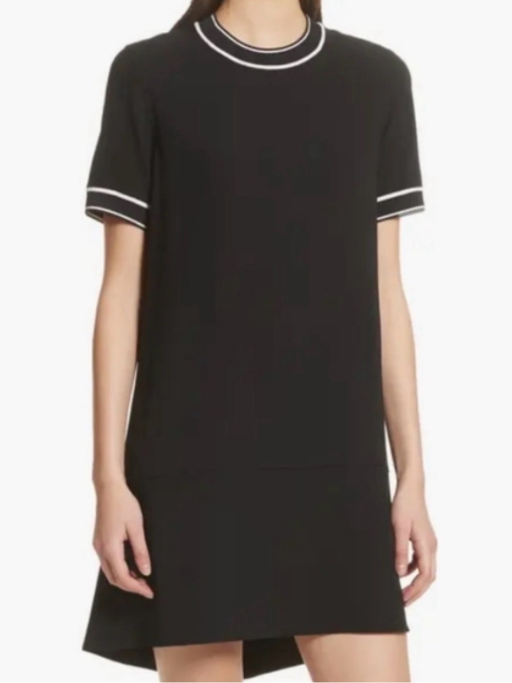 rag & bone Black Short-Sleeve Knit Dress with White Trim